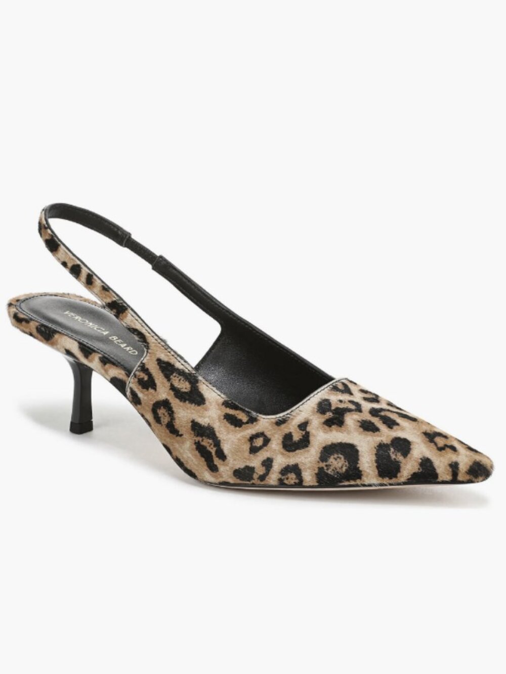 7.5 Animal Print Slingback Pump Stiletto Heel Pointed Toe Leather Leopard Cashel